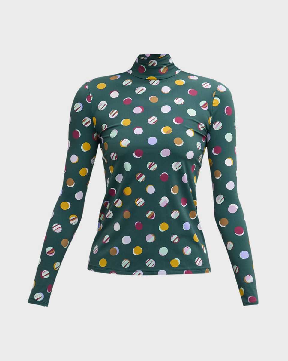 Nuda Turtleneck Small Collage Dot-Print Long-Sleeve Top